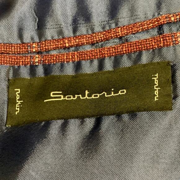 SARTORIO Size 44 Regular Burgundy Windowpane Wool Linen Silk Sport Coat - Picture 7 of 10